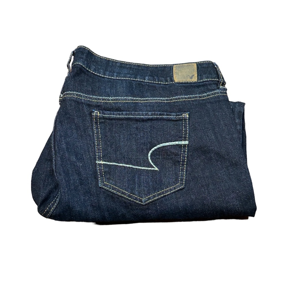 New American Eagle Dark Wash Denim Stretch Crop Jeans Skinny Plus size 18 women